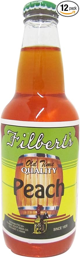 Filbert's PEACH OLD TIME CHICAGO SODA - it's like biting into a real peach  12-Ounce Glass Bottle (Pack of 12)