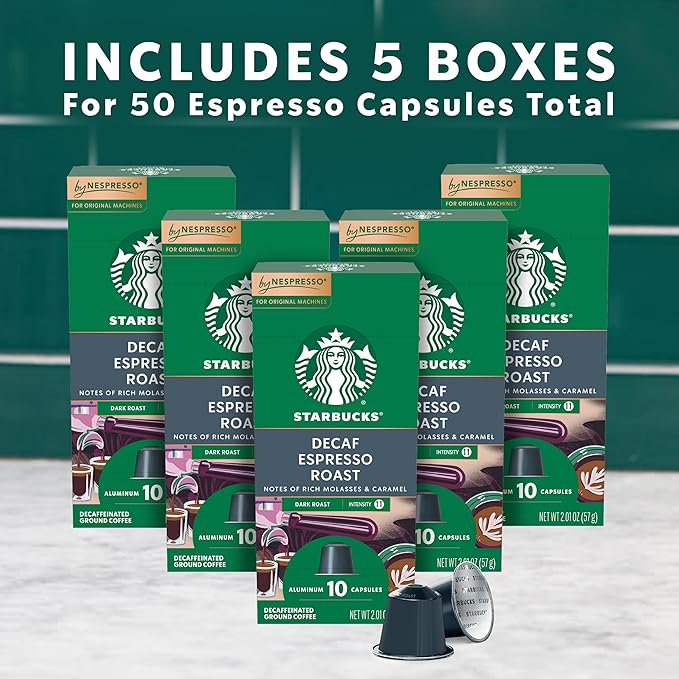 Starbucks by Nespresso Original Line Decaf Espresso Dark Roast 50-count Espresso Pods