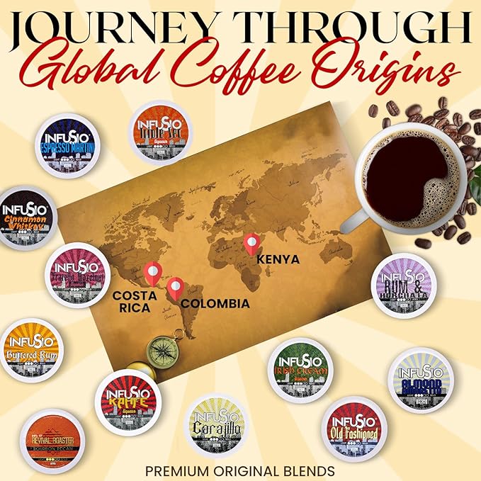 InfuSio Coffee Pods – 96 Count Bourbon Pecan (Flavored Coffee) Single Serve Coffee Pods for Keurig K Cup® Brewers Compatible with Keurig 2.0 Brewers