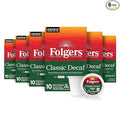 Folgers Classic Decaf Coffee Keurig K-Cup pods Medium Roast 10 Count Box (Pack of 6)