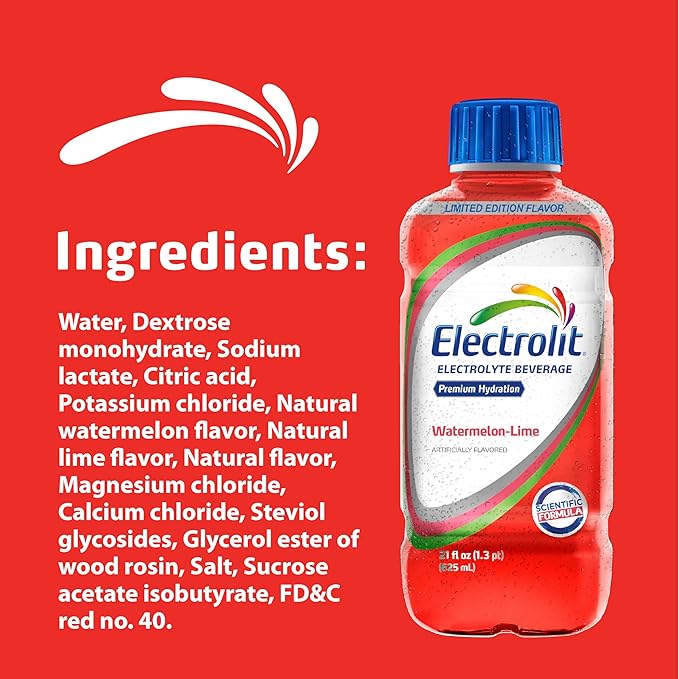Electrolit Electrolyte Beverage Watermelon-Lime 21 Fl Oz bottle (Pack of 12)