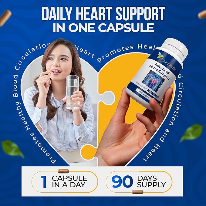Nature's Nectar Organic Nattokinase supplement 250mg – Double Strength Nattokinase 5000 fu Natural Blood Thinner Supports Cardiovascular &amp Blood Circulation Health – Non GMO &amp Gluten Free 90