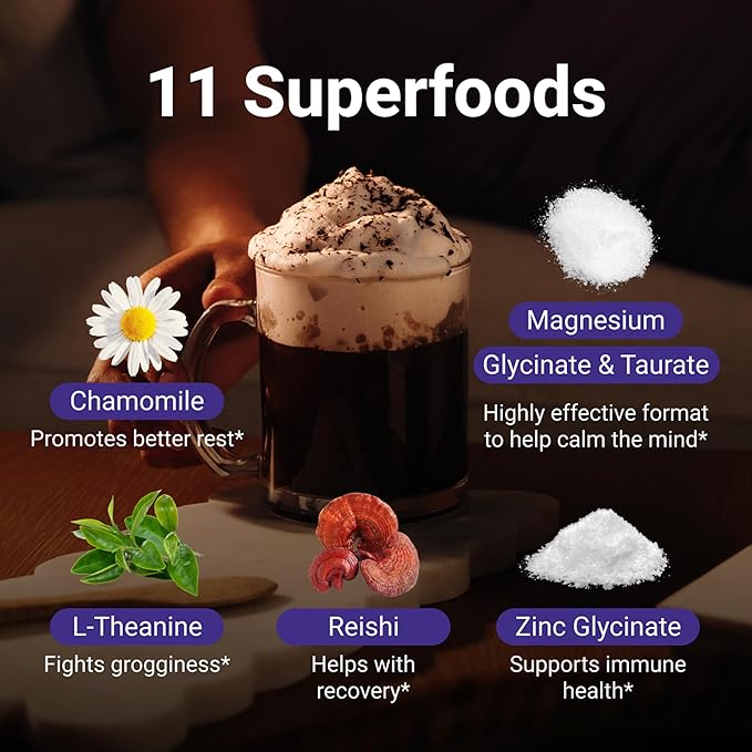 MoonBrew Nighttime Magnesium Hot Cocoa Natural Sleep Aid Drink Mix for Adults 2-Pack - Calming Melatonin-Free Sleep Support - Sleepy Hot Chocolate Powder with L-Theanine Chamomile &amp Zinc Glycin