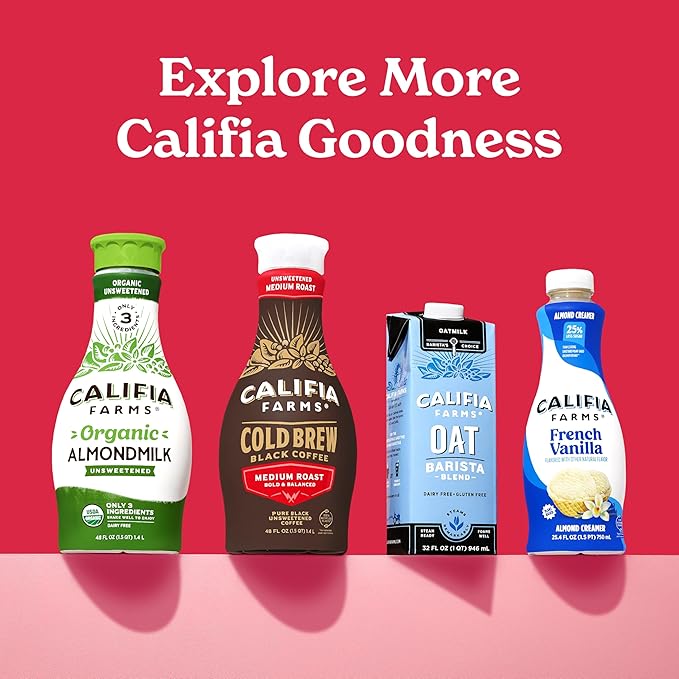 Califia Farms - Pure Black Medium Roast Cold Brew Coffee 32 Oz (Pack of 12) 100% Arabica Shelf Stable Plant Based Vegan Gluten Free Non GMO Sugar Free Iced Coffee