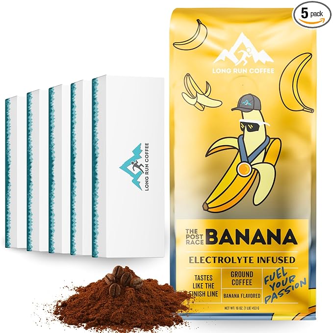 Long Run Coffee – Hydrating Coffee with Electrolytes – All Natural Energy + Hydration + Recovery for Athletes – Stomach Friendly Electrolyte Coffee for Runners (5 lb Banana Bread)