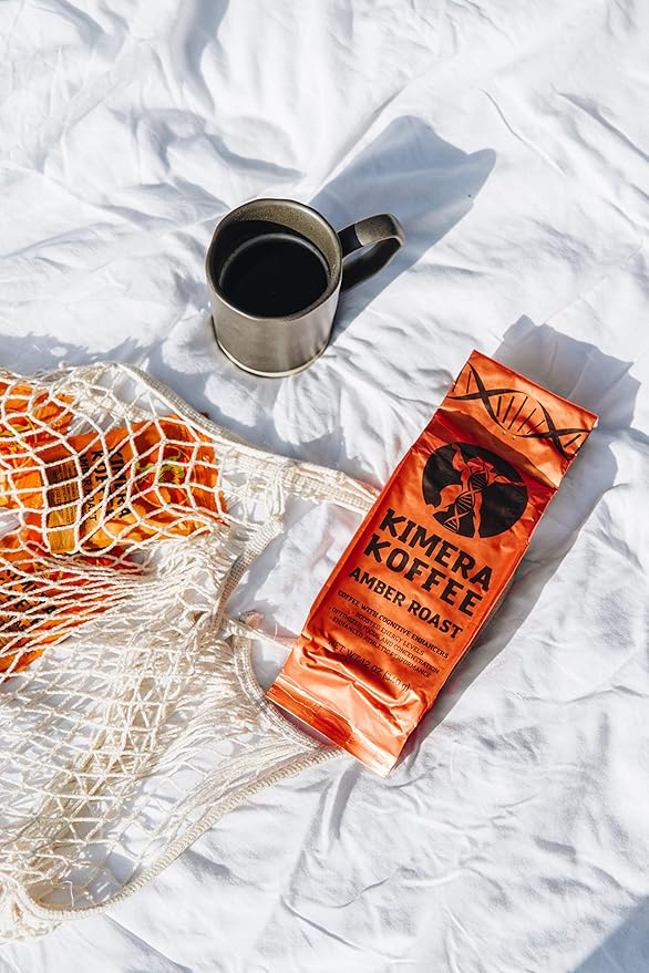 Kimera Koffee - Organic Honey Processed Light Roast Ground Coffee | Amber Blend | Infused with Brain Vitamins |Taurine Alpha GPC DMAE and L-theanine | Enhance Cognitive Stamina | Optimize Focus &am