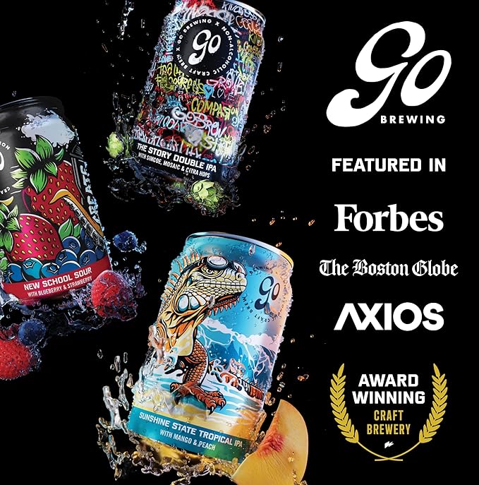 Go Brewing - New School Sour Berry - Non-Alcoholic Craft Beer - Small Batch Low-Calorie Brew - Blueberry and Strawberry Flavor Profile - Bold &amp Smooth Finish - Ideal for Any Occasion (12 Oz 12 C