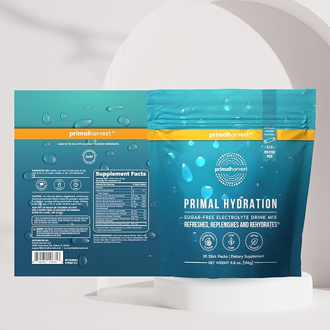 Primal Harvest Hydration Powder &amp Collagen Powder Supplements for Men Bundle