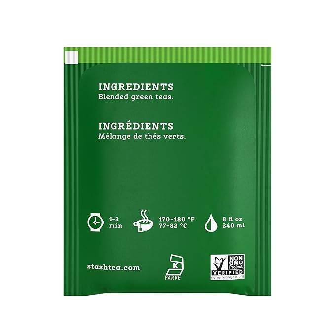 Stash Tea Premium Green Tea 20 Count Box of Tea Bags in Foil (Pack of 6)