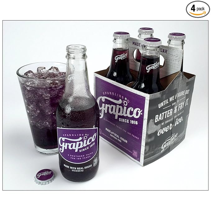 Grapico 4 pack of 12 oz Glass Bottle Soda Pop Soft Drink