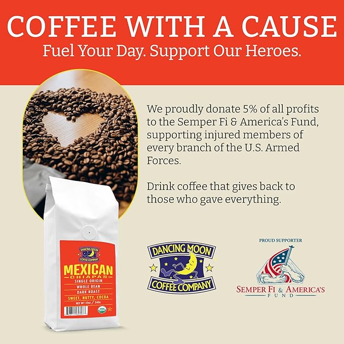 Dancing Moon Dark Roast Mexican Chiapas Organic Whole Bean Coffee (3-pack)