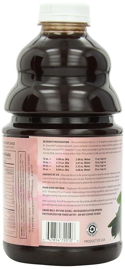 Dr. Smoothie 100% Crushed Fruit Smoothie Four Berry 46-Ounce Bottles (Pack of 2)
