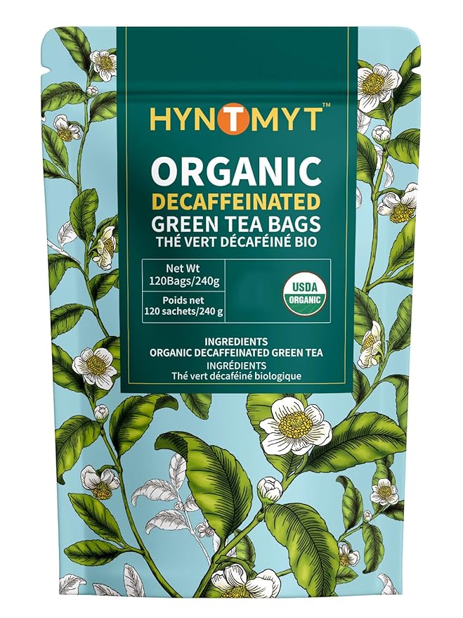 HYNTMYT Organic Decaffeinated Green Tea Bags USDA Organic Decaf Green Tea Fresh &amp Smooth Taste Unsweetened 120 Count