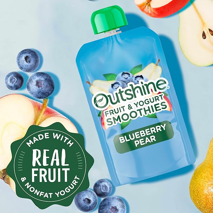 Outshine Fruit &amp Yogurt Smoothie Blueberry Pear 24-Pack of 3.5oz Fruit &amp Yogurt Pouches