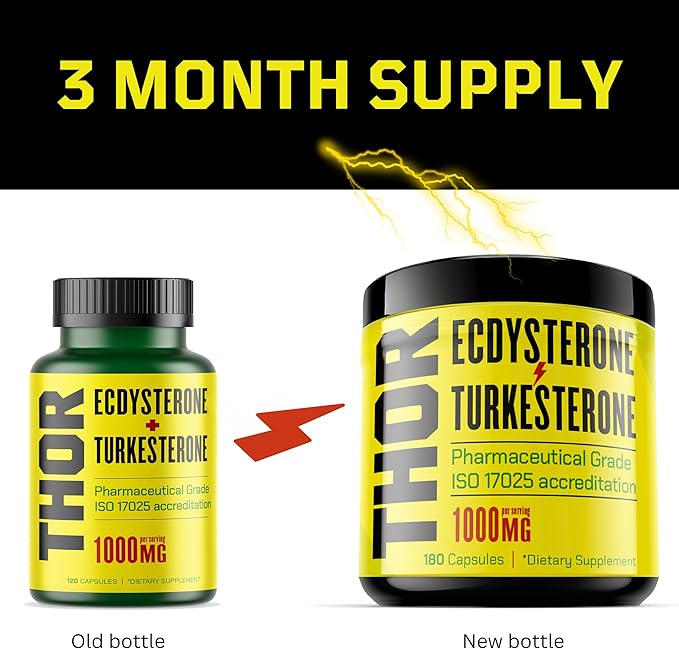 Turkesterone + Ecdysterone | Anabolic Supplement (3 Months - 180 Caps) Olympic Grade Testing - ISO 17025 Certification |1000mg - 98%-95% Purity with Lab Synthesized Cyclodextrin | Beta Ecdisterona