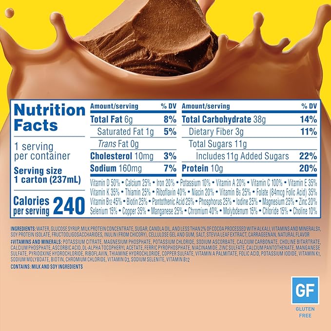 Carnation Breakfast Essentials Ready to Drink with FiberRich Milk Chocolate8 FL OZ Carton(Pack of 48)
