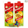 Suco Nectar de Maracujá Brasileiro Maguary 1L | Pack of 2x1L | Brazilian Passion Fruit Juice + Silicone Bracelets Souvenir | Brazil in Texas Bundle