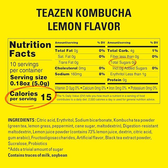 TEAZEN Kombucha Tea 20 Sticks Lemon Berry Flavor &amp Energy Tea Boost Powder 10 Sticks