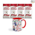Café Santo Domingo 16 oz Bag Ground Coffee - Product from the Dominican Republic (Pack of 4) + Café Santo Domingo 11 oz Mug – Dominicanidad Edition (Pack of 1)