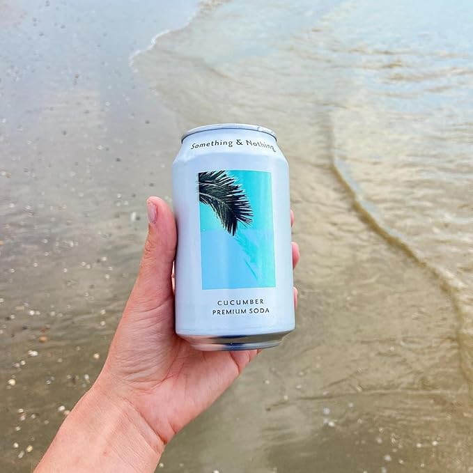 Something &amp Nothing Flavoured Sparkling Water - Lightly Carbonated Full Flavoured with Added Grape &amp Lemon Juice | Vegan &amp Low Calorie Soda | 355ml Cans Pack of 12 (Cucumber)