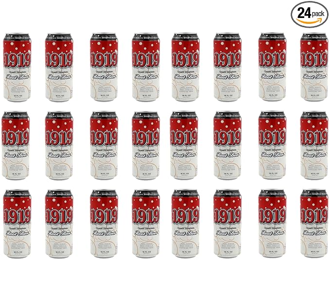 JDS 1919 Classic American Root Beer (24 Pack) 16oz Cans - Classic American Pop - Real Sugar Real Vanilla Caffeine Free - America’s Original Brewery Made Root Beer