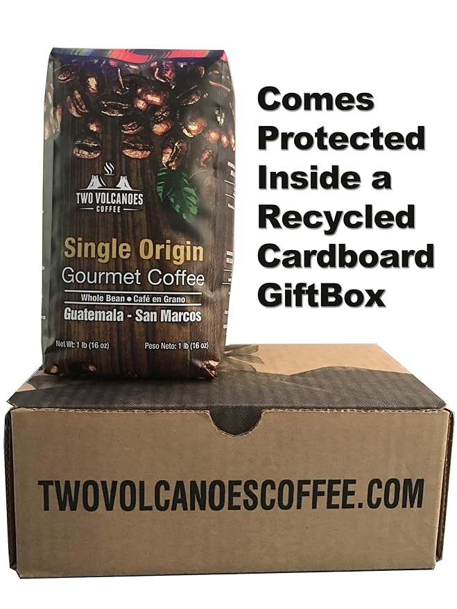 Two Volcanoes Coffee - Gourmet Guatemala Whole Bean Medium Roast Single-Origin Coffee. 1 lb