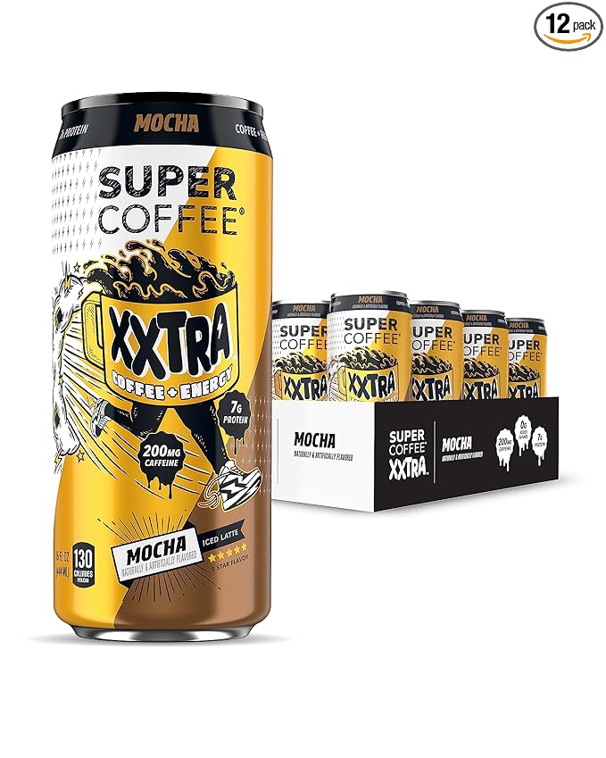 Super Coffee XXTRA Keto Protein Coffee (0g Added Sugar 7g Protein 130 Calories) [Mocha] 15 Fl Oz 12 Pack | Iced Smart Coffee Drinks - SoyFree GlutenFree