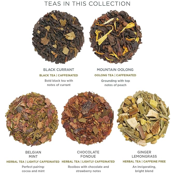 Tea Forte Premium Presentation Box Gift Set Sampler 20 Count Assorted Blends Individually Wrapped Handcrafted Pyramid Infuser Bags Winter Chalet