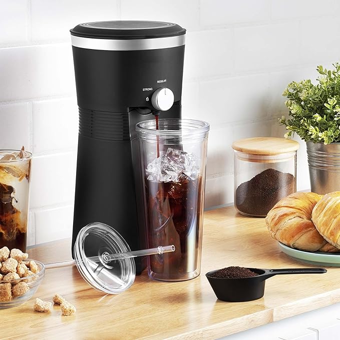 MaiyO Iced Coffee Maker with 25 fl oz. Reusable Tumbler Black