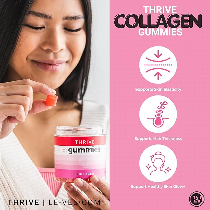 Le-Vel Thrive Collagen Gummies | 30 Servings | Hair Skin &amp Nails Support with Biotin &amp Collagen