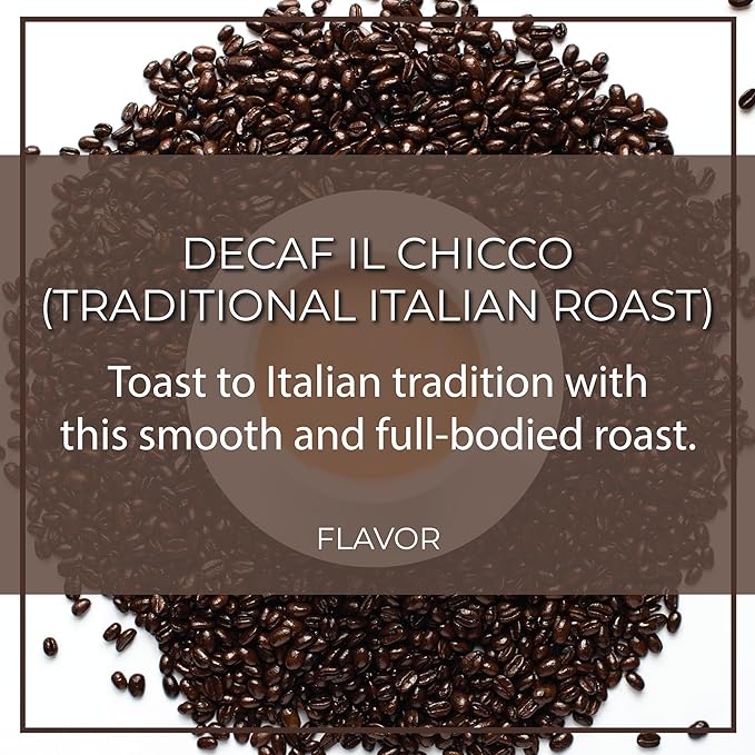 The Bean Organic Coffee Company Water Processed DECAF IL Chicco (Traditional Italian Roast) Dark Roast Whole Bean Coffee 5-Pound Bag