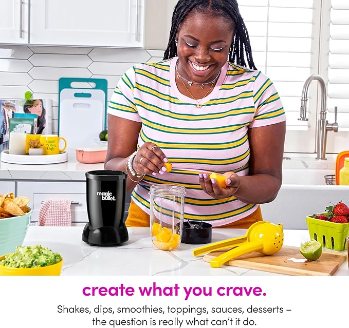 Magic Bullet® Blender Set 7-Piece Set 250W Blender and Food Processor 2 Blending Cups Cross Blade Compact Design Smoothies Sauces Silver MBR-0701AK (Pack of 4)