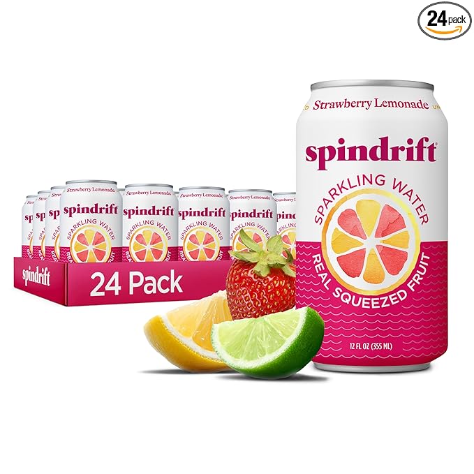 Spindrift Strawberry Lemonade Can 12 Ounce (Pack of 24)