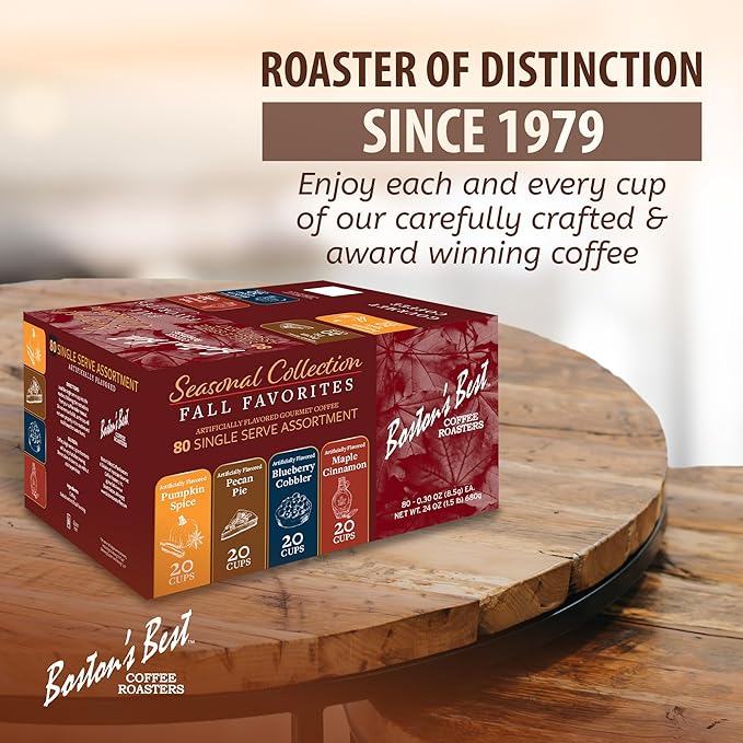 Boston’s Best - Fall Assortment Flavored Dessert Gourmet Coffee Compatible with Keurig Coffee Maker 1 Count (80 Single Serve Medium Roast Cups)