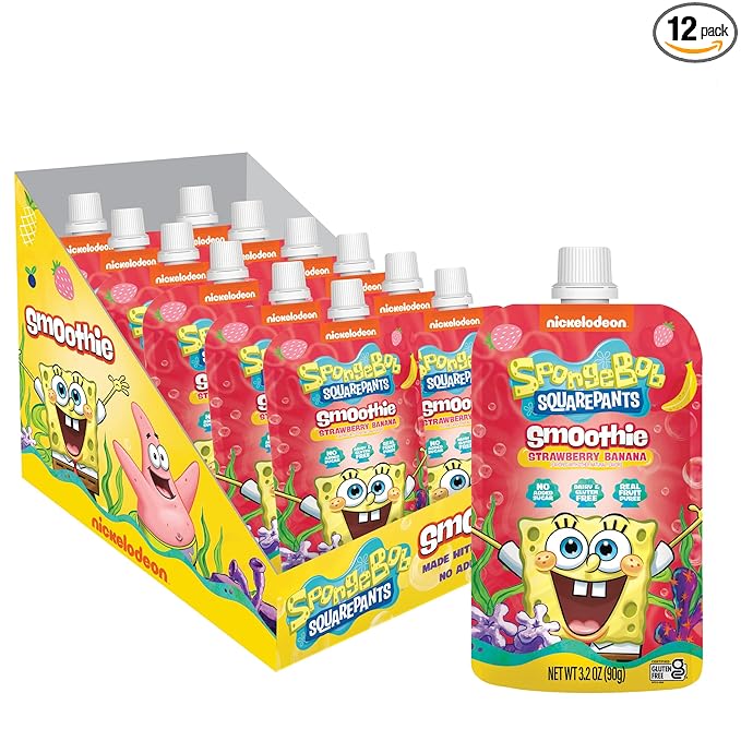 SpongeBob Squarepants Strawberry Banana Bliss Fruit Smoothie Purée – Dive Into Deliciousness!