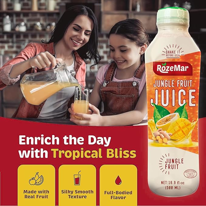Jungle Juice – Mango Passion Fruit &amp Ginger Blend |Pack of 12 Tropical Fruit Beverage | Smooth &amp Refreshing Drink with Real Fruit Flavors