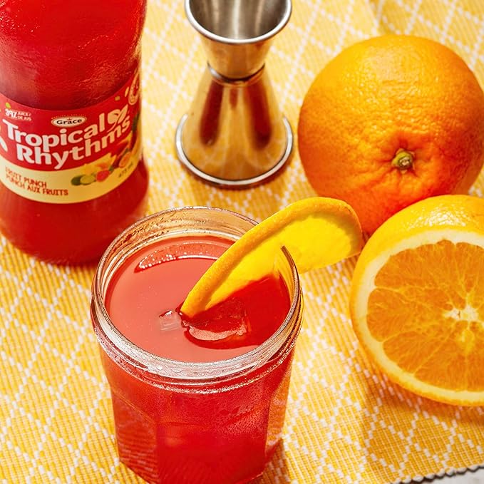Grace Tropical Rhythms Fruit Punch Jamaican Juice 1 Liter (33.8oz)- 3 Cartons - Authentic Jamaican Drink