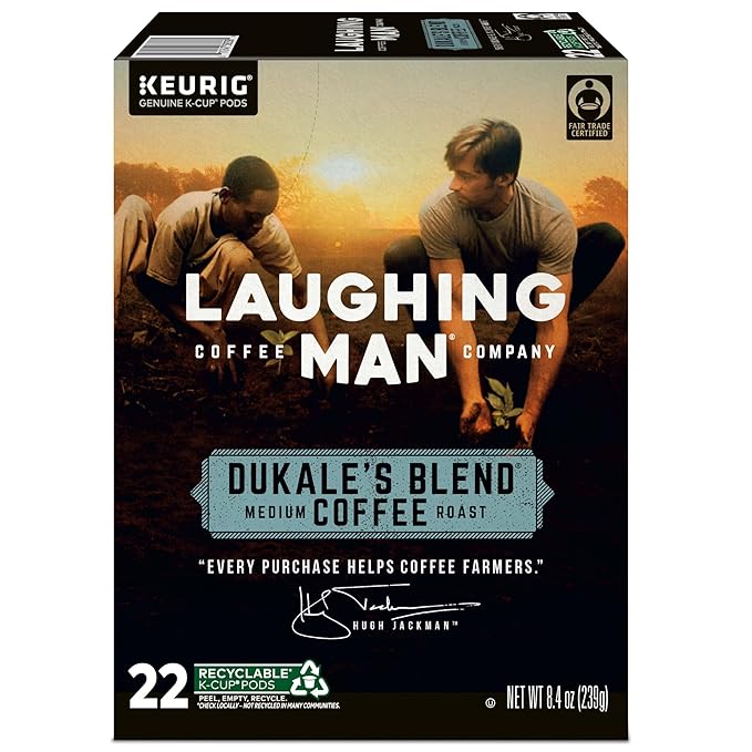 Laughing Man Dukale's Blend Keurig Recyclable K-Cup Coffee Pods Medium Roast Arabica Coffee for Keurig Makers 88 Count (4 Packs of 22)