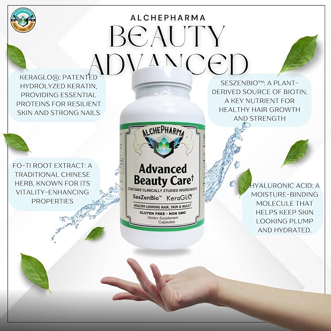 Advanced Beauty Care Hair Skin and Nails Supplement Gluten Free Non-GMO Capsules (60 Caps)