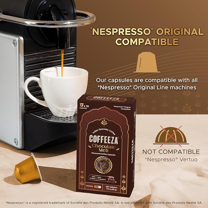 Coffeeza Belgian Chocolate Flavored Espresso Coffee Pods Compatible with Nespresso Original Line Medium Roast Intensity – 7 100% Arabica Aluminium Coffee Capsules 3 Pack - 30 Single Serve Coffee