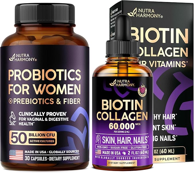 NUTRAHARMONY Liquid Biotin Collagen Drops &amp Probiotics for Women Capsules
