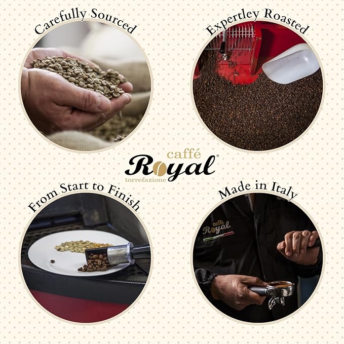 Royal Caffé Italian Coffee Beans – Gourmet Medium Roast 70% Arabica 30% Robusta Blend Balanced Sweetness and Intense Aroma Whole Bean 2.2 lbs (1000 Grams) Made in Italy