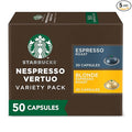 Starbucks by Nespresso Vertuo Blonde &amp Dark Roast Variety Pack Coffee &amp Espresso 50-count Coffee and Espresso Pods Brews 7.8 oz and 1.35 oz.