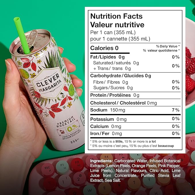 CLEVER - Margarita Mix Sugar-Free Nonalcoholic Mocktails Zero Calorie Drinks Mocktails Non-alcoholic Drinks for Any Occasion Pack of 12 Margarita Mixer (12 oz Ea)