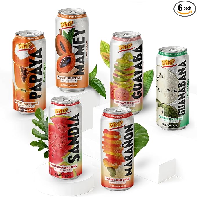 De Mi País Paradise Juice Pack with Mamey Cashew Papaya Guava Watermelon Soursop – Refreshing Canned Fruit Beverages Best Served Cold | 16.5 Fl Oz (Paradise) | 6-Pack