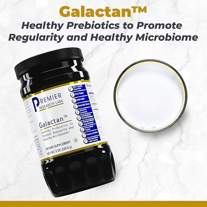 Premier Research Labs Galactan - Larch Arabinogalactan Powder for Men &amp Women Prebiotic Fiber Powder for Healthy Gut Microbiome Larch Tree Extract Calcium - 8 oz