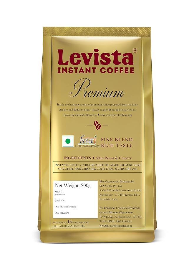 Levista Premium Instant Coffee 200Gm Pouch Bag Ground