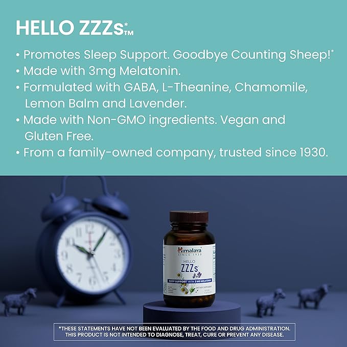 Himalaya Hello Joy with Ashwagandha for Improving Mood and Spirits &amp Hello ZZZs with Melatonin for Sleep Support 60 Capsules Each - Bundle
