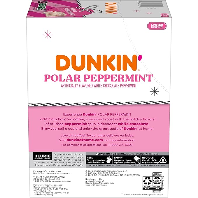 Dunkin' Polar Peppermint Flavored Coffee 88 Keurig K-Cup Pods