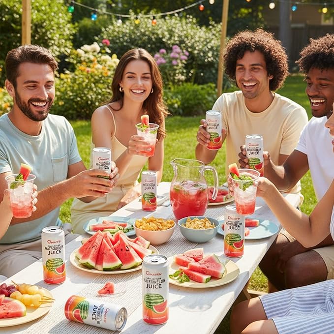Omura Pack of 24 Watermelon Juice Drink Refreshing Watermelon Beverage with Natural Sweetness Non-GMO 11.3 Fl Oz (24-Pack)